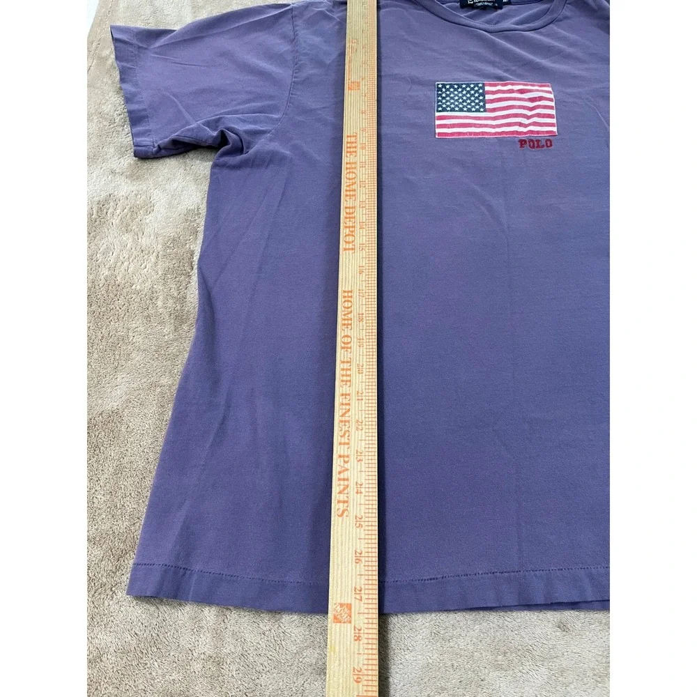 Polo Ralph Lauren American Flag T-Shirt Men's XL Purple Short Sleeve Cotton Logo